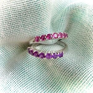 Silver & gemstone rings - set of 2